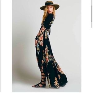 Free People First Kiss Black Garden Floral Dress